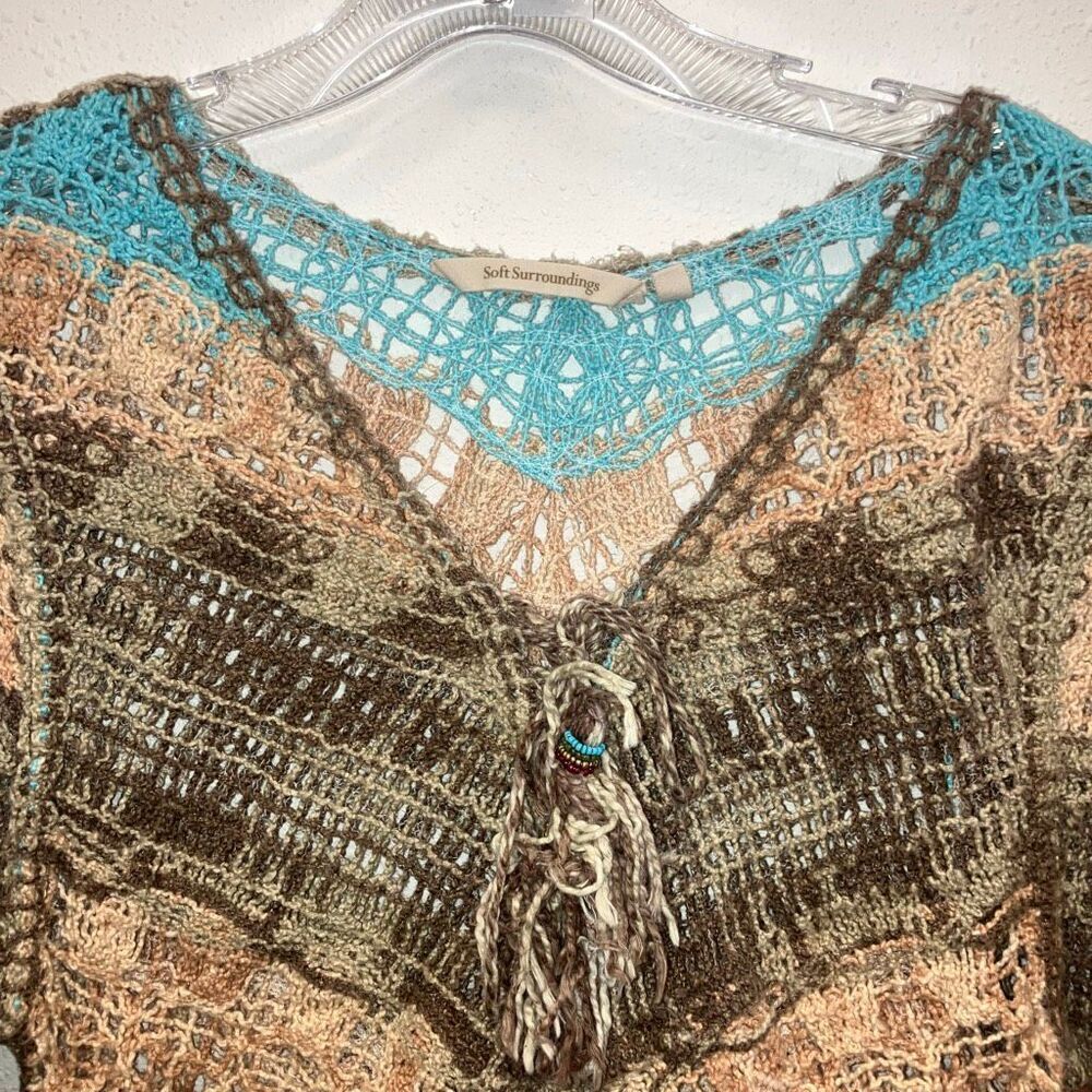Soft Surroundings Crochet Knit Colorful Hippie Lagenlook Tunic Medium 716 - Picture 3 of 8